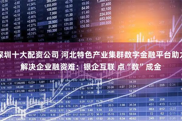 深圳十大配资公司 河北特色产业集群数字金融平台助力解决企业融资难:银企互联 点“数”成金